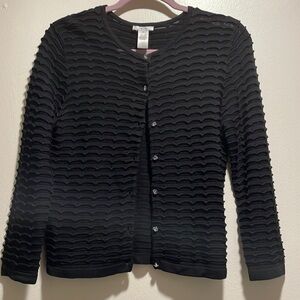 𝅺cache Black Rippled Sweater with Sparkle Diamond Like Buttons